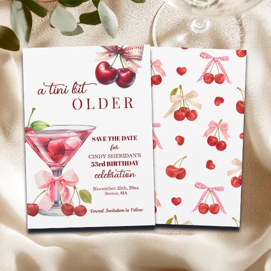 Chic Een Tini Bit Ouder Kersen Martini 53e Verjaar Save The Date