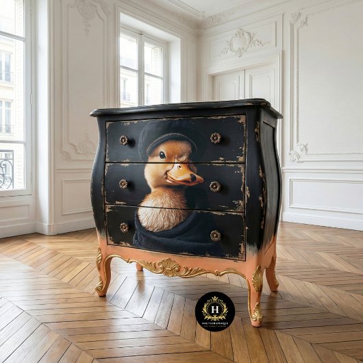 Chic Eendje in Zwarte Haten Decoupage Tissuepapier