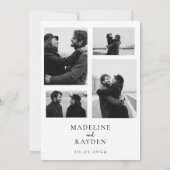 Chic Eenvoud Zwart Wit Fotocollage Trouwen Kaart (Achterkant)