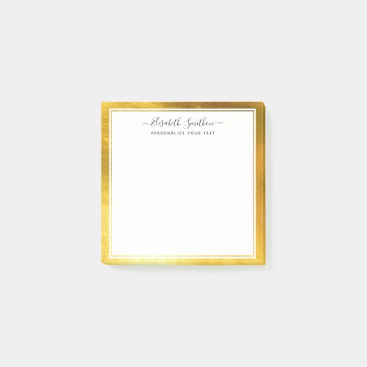 Chic Eenvoudig Minimaal Wit Gouden Persoonlijk Bri Post-it® Notes (Voorkant)