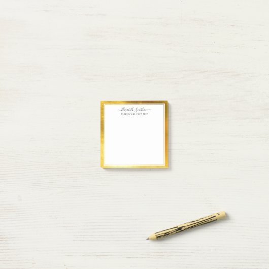 Chic Eenvoudig Minimaal Wit Gouden Persoonlijk Bri Post-it® Notes (Op bureau)