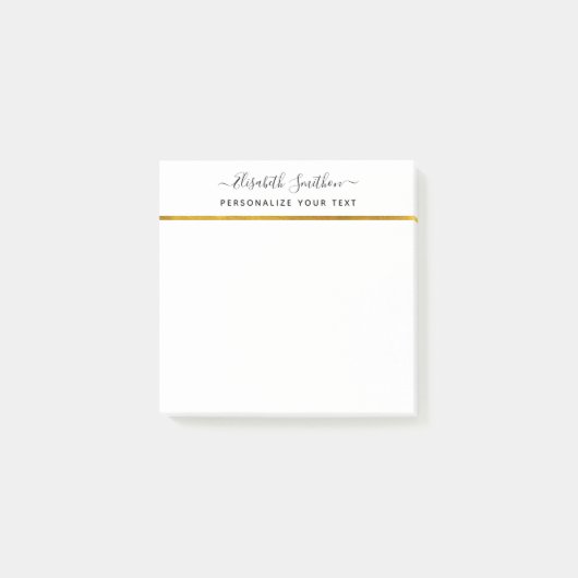 Chic Eenvoudig Minimaal Wit Gouden Persoonlijk Bri Post-it® Notes (Voorkant)