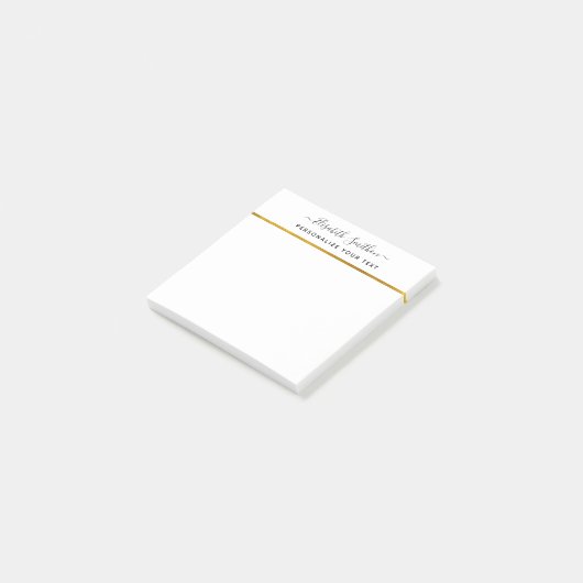Chic Eenvoudig Minimaal Wit Gouden Persoonlijk Bri Post-it® Notes (Schuin)