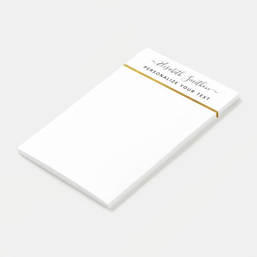 Chic Eenvoudig Minimaal Wit Gouden Persoonlijk Bri Post-it® Notes (Schuin)