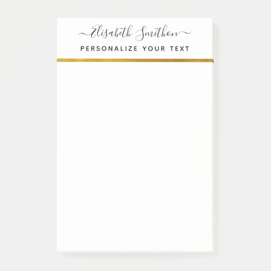 Chic Eenvoudig Minimaal Wit Gouden Persoonlijk Bri Post-it® Notes (Voorkant)