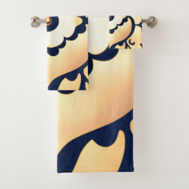 Chic, Eenvoudig, Modern, Trend, Taupe en Marinebla Bad Handdoek