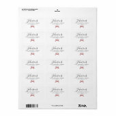Chic Eenvoudig Rode Strik Script Familie Retouradr Etiket (Full Sheet)