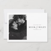 Chic Eenvoudige Elegante Foto Huwelijk Save The Da Kaart (Voorkant)