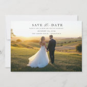 Chic Eenvoudige Elegante Fotobruiloft Save The Date (Voorkant)