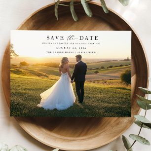 Chic Eenvoudige Elegante Fotobruiloft Save The Date