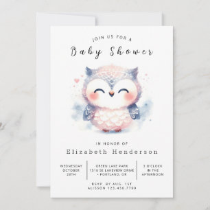 Chic Eenvoudige Uil Baby shower Kaart