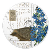 Chic  Egel & Flowers French Script Knob Keramische Knop (Voorkant)