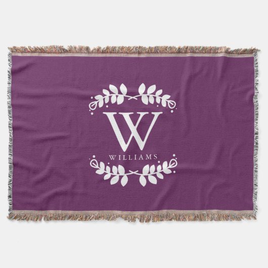Chic Eggplant Paars Monogram Deken (Voorkant)