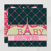 Chic Eiffel Tower Baby shower Kaart (Voorkant / Achterkant)