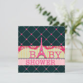 Chic Eiffel Tower Baby shower Kaart (Staand voorkant)