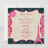 Chic Eiffel Tower Baby shower Kaart (Achterkant)