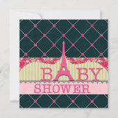 Chic Eiffel Tower Baby shower Kaart (Voorkant)
