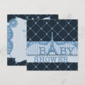 Chic Eiffel Tower Blue Baby shower Kaart (Voorkant / Achterkant)