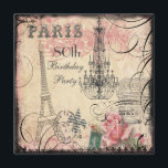 Chic Eiffel Tower & Chandelier 80th Birthday Kaart<br><div class="desc">De elegante Franse Eiffeltoren Parisian 80e verjaardagspartij nodigt uit in glamoureus roze en zwart met een prachtige schildklierkraag van roze roze rozen, een stijlvolle antiek Franse kroonluchter, de Arc de Triomphe, Eiffel Tower en het woord Parijs op een zwenkende en bloeiende groene achtergrond. Aan de achterkant van deze trendy fashionable...</div>