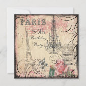 Chic Eiffel Tower & Chandelier 85th Birthday Kaart (Voorkant)