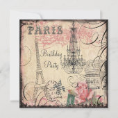 Chic Eiffel Tower & Chandelier Any Age Birthday Kaart (Voorkant)