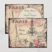 Chic Eiffel Tower & Chandelier Baby shower Kaart (Voorkant / Achterkant)