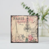 Chic Eiffel Tower & Chandelier Bachelorette Party Kaart (Staand voorkant)