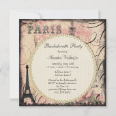 Chic Eiffel Tower & Chandelier Bachelorette Party Kaart (Achterkant)