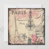 Chic Eiffel Tower & Chandelier Engagement Party Kaart (Voorkant)