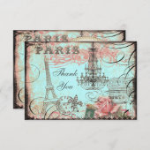 Chic Eiffel Tower & Chandelier Hartelijk dank Bedankkaart (Voorkant / Achterkant)