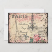 Chic Eiffel Tower & Chandelier Moederdag Brunch Kaart (Voorkant)
