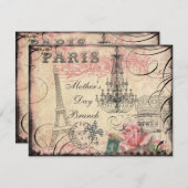 Chic Eiffel Tower & Chandelier Moederdag Brunch Kaart (Voorkant / Achterkant)