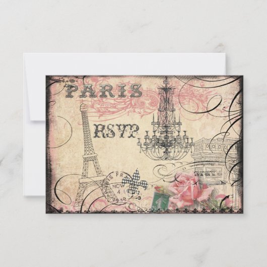 Chic Eiffel Tower & Chandelier RSVP (Voorkant)