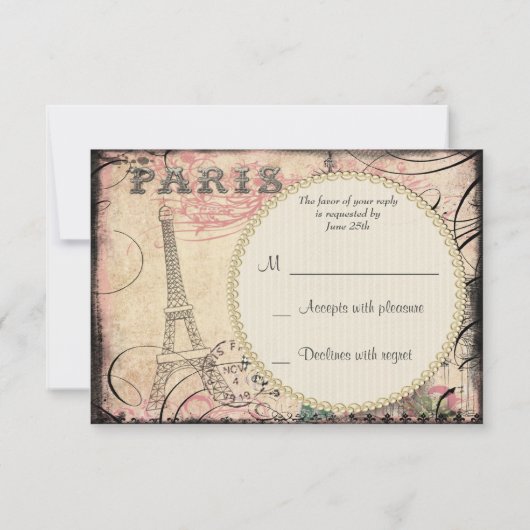 Chic Eiffel Tower & Chandelier RSVP (Achterkant)