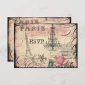 Chic Eiffel Tower & Chandelier RSVP (Voorkant / Achterkant)