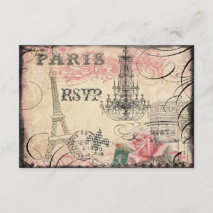 Chic Eiffel Tower & Chandelier RSVP Kaartje