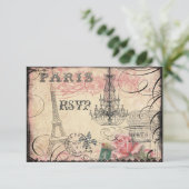 Chic Eiffel Tower & Chandelier RSVP Kaartje (Staand voorkant)