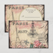 Chic Eiffel Tower & Chandelier RSVP Kaartje (Voorkant / Achterkant)
