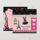 Chic Eiffel Tower Pink Paris Bachelorette Party Kaart (Voorkant / Achterkant)