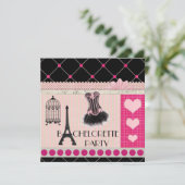 Chic Eiffel Tower Pink Paris Bachelorette Party Kaart (Staand voorkant)