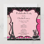 Chic Eiffel Tower Pink Paris Bachelorette Party Kaart (Achterkant)