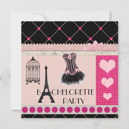 Chic Eiffel Tower Pink Paris Bachelorette Party Kaart (Voorkant)