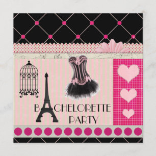 Chic Eiffel Tower Pink Paris Bachelorette Party Kaart