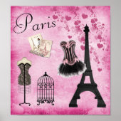 Chic Eiffel Tower Pink Paris Mode Poster (Voorkant)