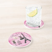 Chic Eiffel Tower Pink Paris Mode Zandsteen Onderzetter (Zijkant)