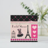 Chic Eiffel Tower Pink Paris Vrijgezellenfeest Kaart (Staand voorkant)