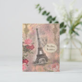 Chic Eiffel Tower & Rozen Weddenschap Kaart (Staand voorkant)