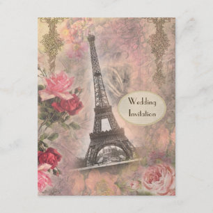 Chic Eiffel Tower & Rozen Weddenschap Kaart