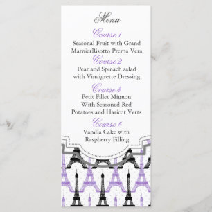 Chic Eiffeltoren Paarse gepersonaliseerde menukaar Menu