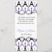 Chic Eiffeltoren Paarse gepersonaliseerde menukaar Menu (Achterkant)